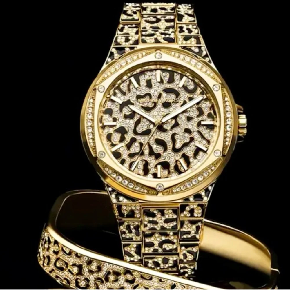 Michael Kors Gold-Tone Lennox Crystal Quartz Watch